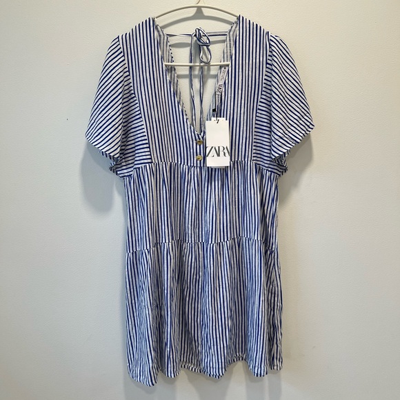 ZARA Mini Dress Stripped Size Large NEW WITH TAG - Picture 2 of 8